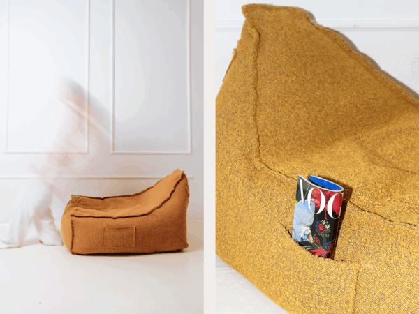 Puf LAZY w strukturalnej tkaninie Ascot